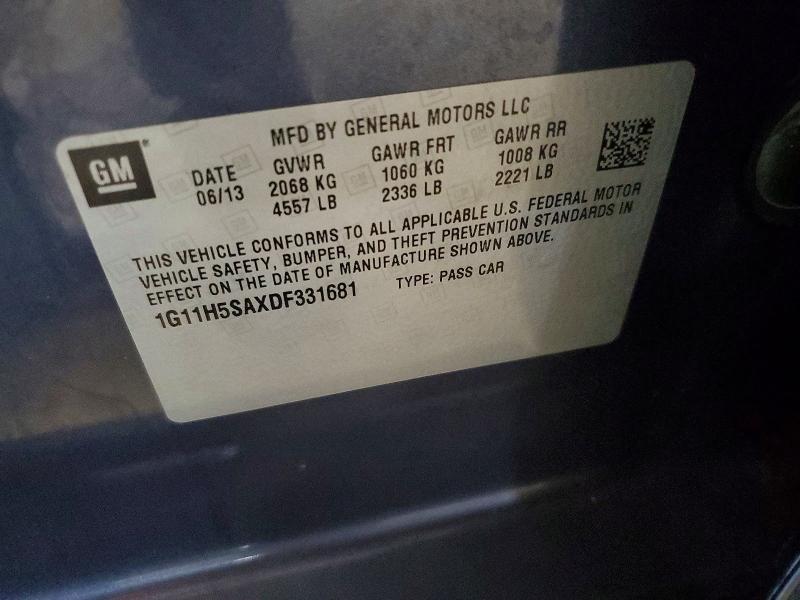 2013 Chevrolet Malibu მანქანა იყიდება აუქციონზე, vin: 1G11H5SAXDF331681, აუქციონის ნომერი: 56512746