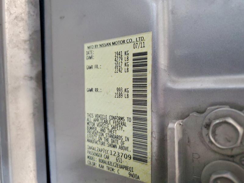Продаж на аукціоні авто 2012 Nissan Altima, vin: 1N4AL2AP7CC123709, номер лоту: 58459846