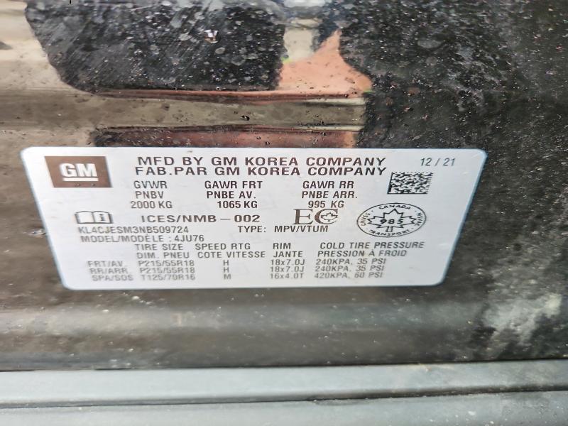 56488856 :رقم المزاد ، KL4CJESM3NB509724 vin ، 2022 Buick Encore مزاد بيع