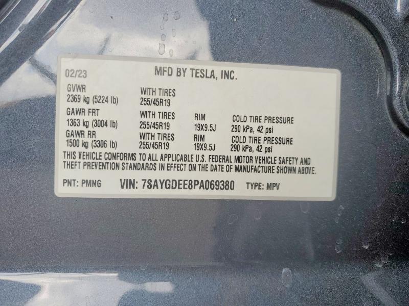 Продажа на аукционе авто 2023 Tesla Model Y, vin: 7SAYGDEE8PA069380, номер лота: 59162276