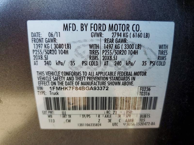 Продаж на аукціоні авто 2011 Ford Explorer, vin: 1FMHK7F84BGA93372, номер лоту: 56542176