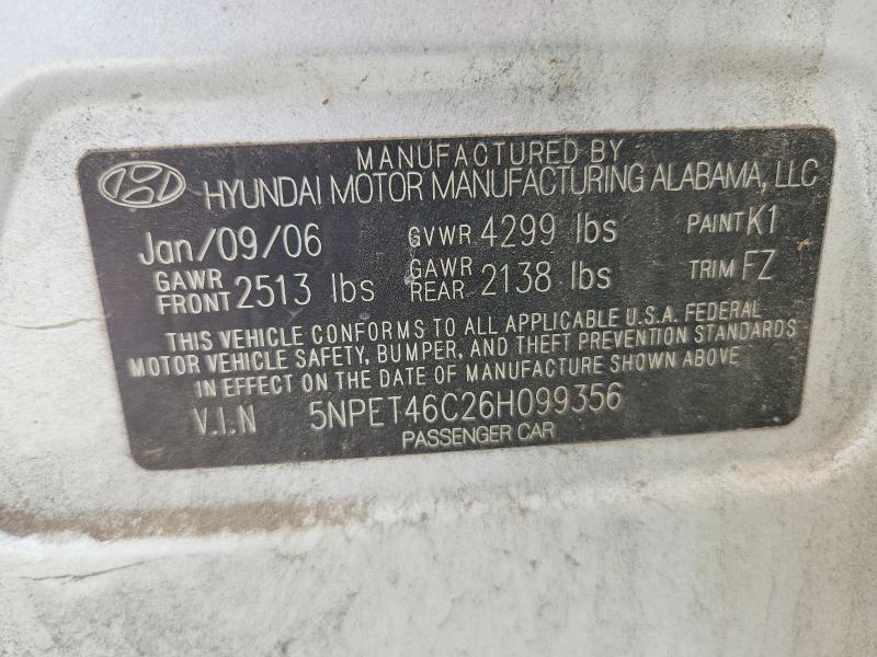 Продажа на аукционе авто 2006 Hyundai Sonata, vin: 5NPET46C26H099356, номер лота: 57012326