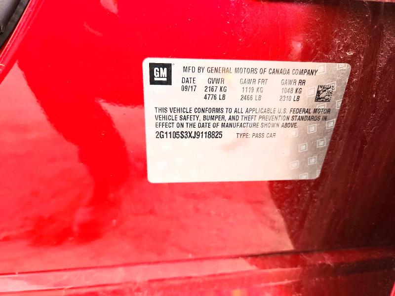 Aukcja sprzedaży 2018 Chevrolet Impala, vin: 2G1105S3XJ9118825, numer aukcji: 57185356