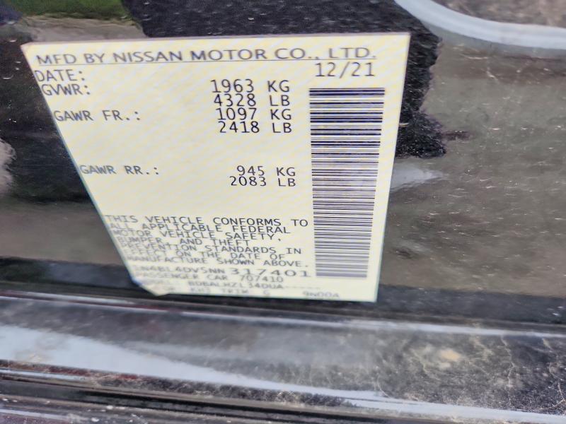 2022 Nissan Altima მანქანა იყიდება აუქციონზე, vin: 1N4BL4DV5NN317401, აუქციონის ნომერი: 58096566