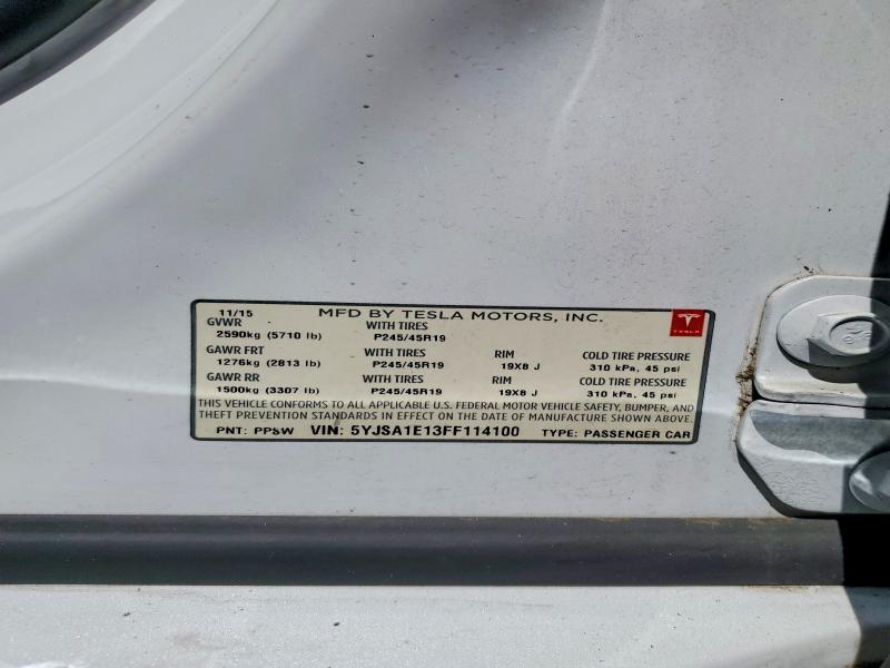 58409456 :رقم المزاد ، 5YJSA1E13FF114100 vin ، 2015 Tesla Model S مزاد بيع