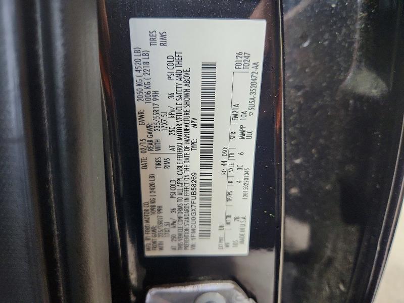 Продаж на аукціоні авто 2015 Ford Escape, vin: 1FMCU0GX7FUB58269, номер лоту: 58071836