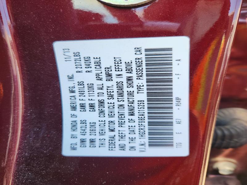 Aukcja sprzedaży 2014 Honda Accord, vin: 1HGCR3F98EA015259, numer aukcji: 58121116