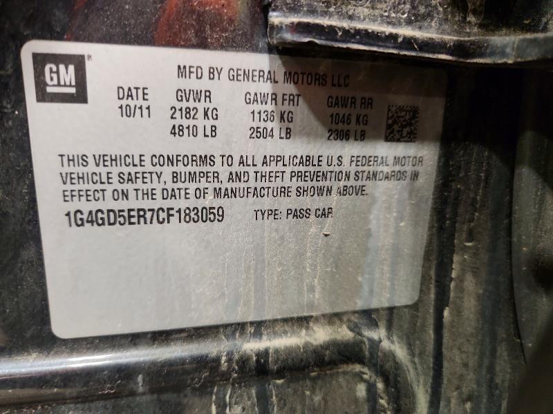 2012 Buick Lacrosse მანქანა იყიდება აუქციონზე, vin: 1G4GD5ER7CF183059, აუქციონის ნომერი: 57061506