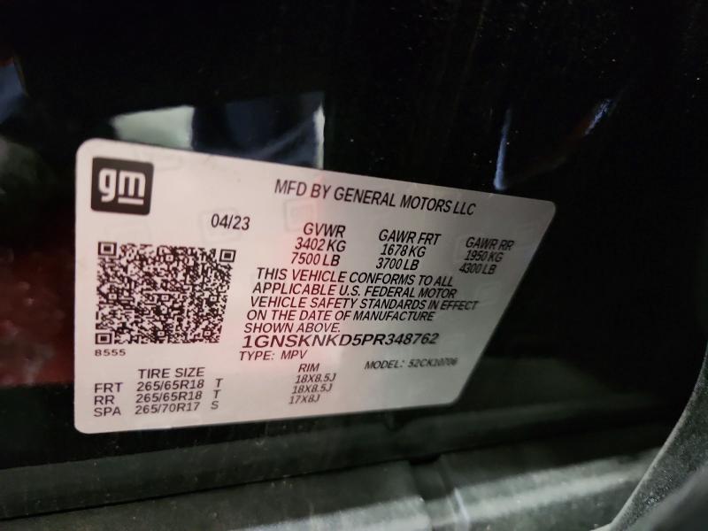 61913615 :رقم المزاد ، 1GNSKNKD5PR348762 vin ، 2023 Chevrolet Tahoe مزاد بيع