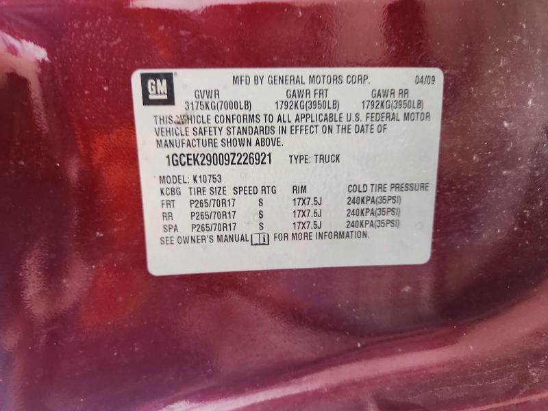 56710166 :رقم المزاد ، 1GCEK29009Z226921 vin ، 2009 Chevrolet Silverado مزاد بيع