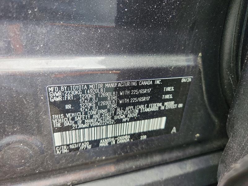 Продажа на аукционе авто 2024 Toyota Rav4 Hybrid, vin: 2T3RWRFV6RW222452, номер лота: 54848876