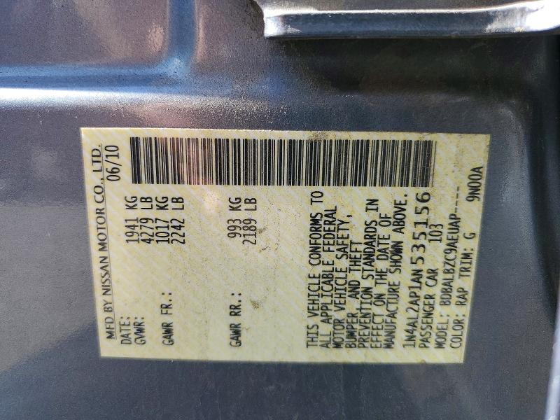 Продажа на аукционе авто 2010 Nissan Altima, vin: 1N4AL2AP1AN535156, номер лота: 55391966