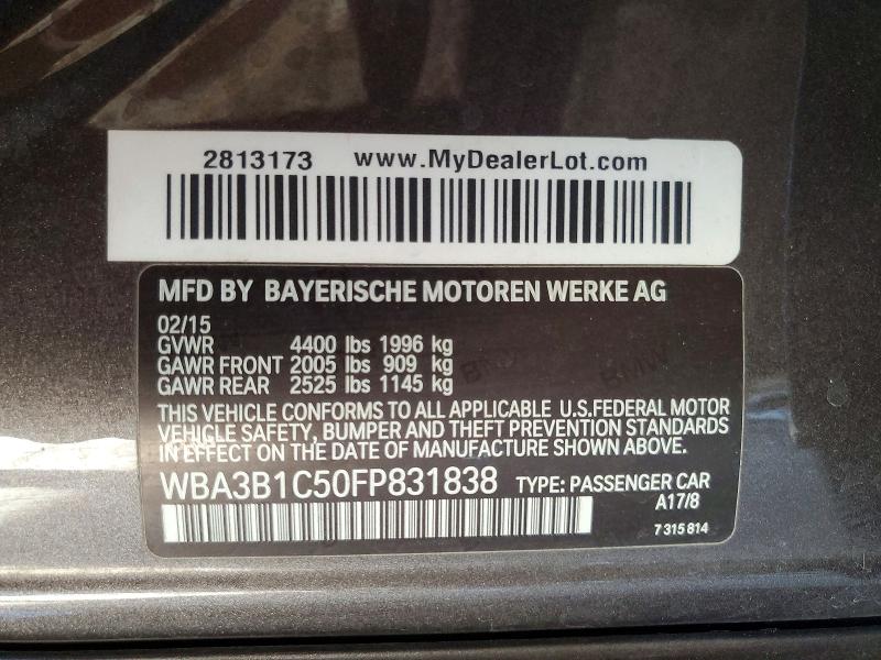 2015 Bmw 320 მანქანა იყიდება აუქციონზე, vin: WBA3B1C50FP831838, აუქციონის ნომერი: 85626015