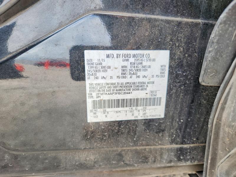 57257366 :رقم المزاد ، 2FMTK4AP3FBC20441 vin ، 2015 Ford Edge مزاد بيع