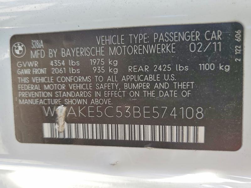 Продажа на аукционе авто 2011 Bmw 328, vin: WBAKE5C53BE574108, номер лота: 58983946