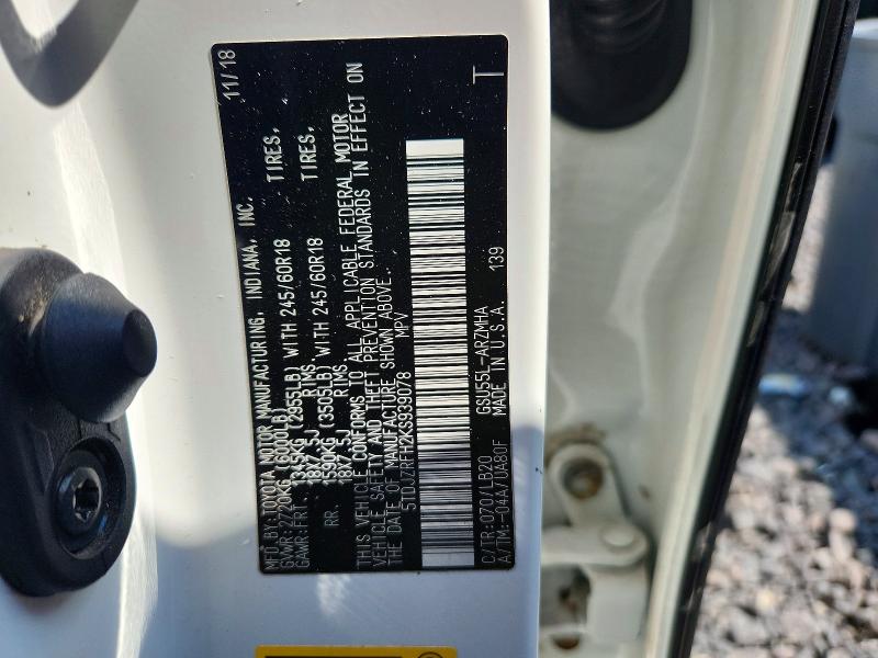 Aukcja sprzedaży 2019 Toyota Highlander, vin: 5TDJZRFH2KS939078, numer aukcji: 58120996