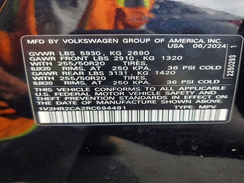 Aukcja sprzedaży 2024 Volkswagen Atlas, vin: 1V2HR2CA2RC594481, numer aukcji: 58637316