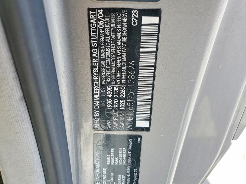 55866476 :رقم المزاد ، WDBTJ65J95F128626 vin ، 2005 Mercedes-benz Clk مزاد بيع