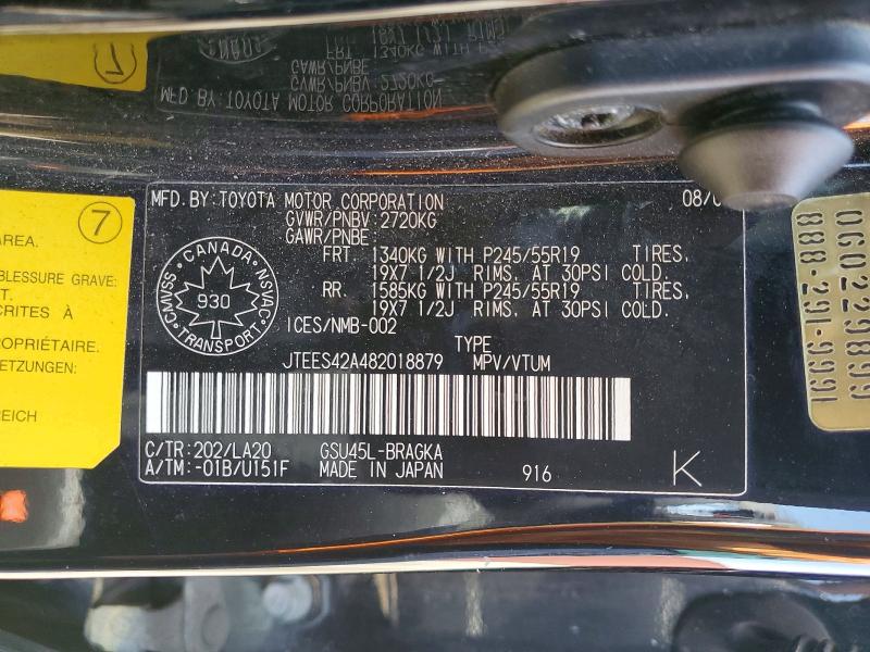 Продажа на аукционе авто 2008 Toyota Highlander, vin: JTEES42A482018879, номер лота: 57594256