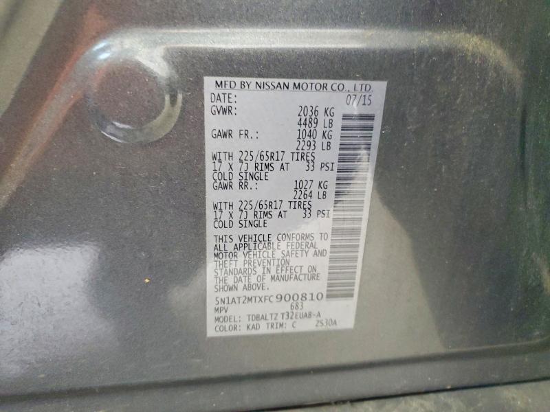 Aukcja sprzedaży 2015 Nissan Rogue, vin: 5N1AT2MTXFC900810, numer aukcji: 57223166