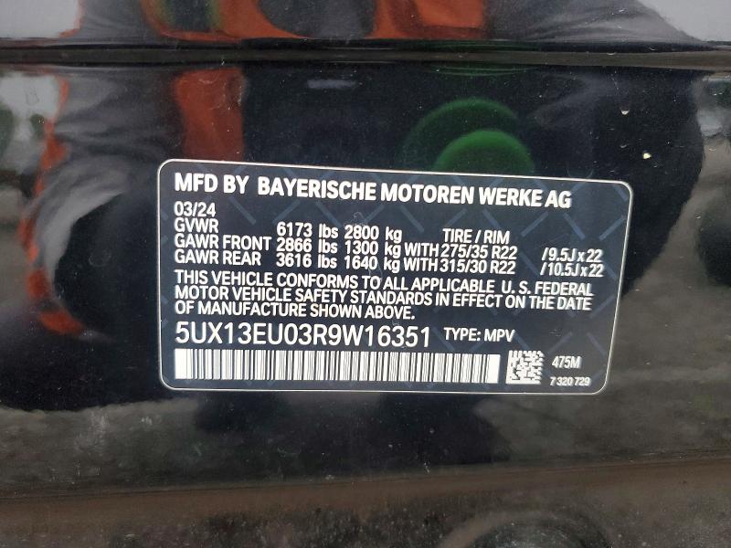 2024 Bmw X5 მანქანა იყიდება აუქციონზე, vin: 5UX13EU03R9W16351, აუქციონის ნომერი: 55641306