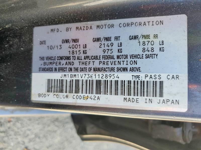 2014 Mazda 3 მანქანა იყიდება აუქციონზე, vin: JM1BM1V73E1128954, აუქციონის ნომერი: 57213276
