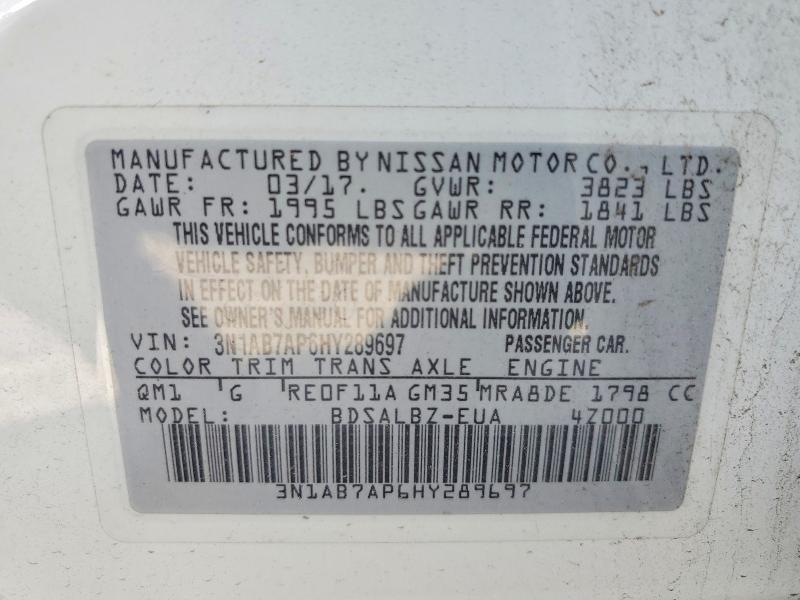 Aukcja sprzedaży 2017 Nissan Sentra, vin: 3N1AB7AP6HY289697, numer aukcji: 55834456