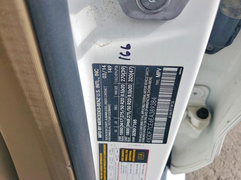 2014 Mercedes-benz Gl მანქანა იყიდება აუქციონზე, vin: 4JGDF7CE6EA389384, აუქციონის ნომერი: 56339976