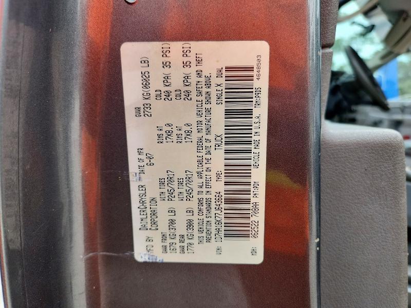 Aukcja sprzedaży 2007 Dodge Ram 1500, vin: 1D7HA16K77J643664, numer aukcji: 56250876