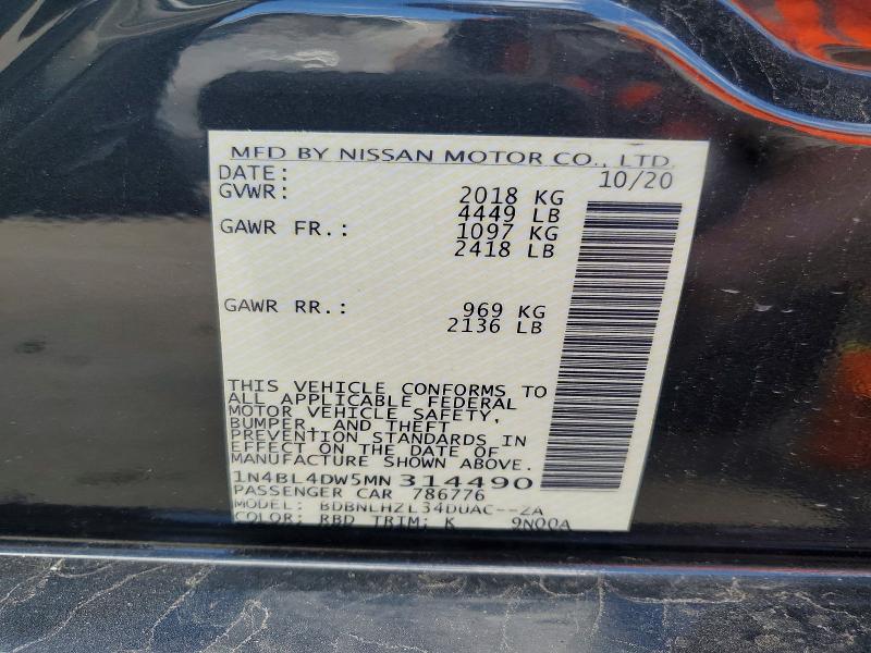Продаж на аукціоні авто 2021 Nissan Altima, vin: 1N4BL4DW5MN314490, номер лоту: 56934006