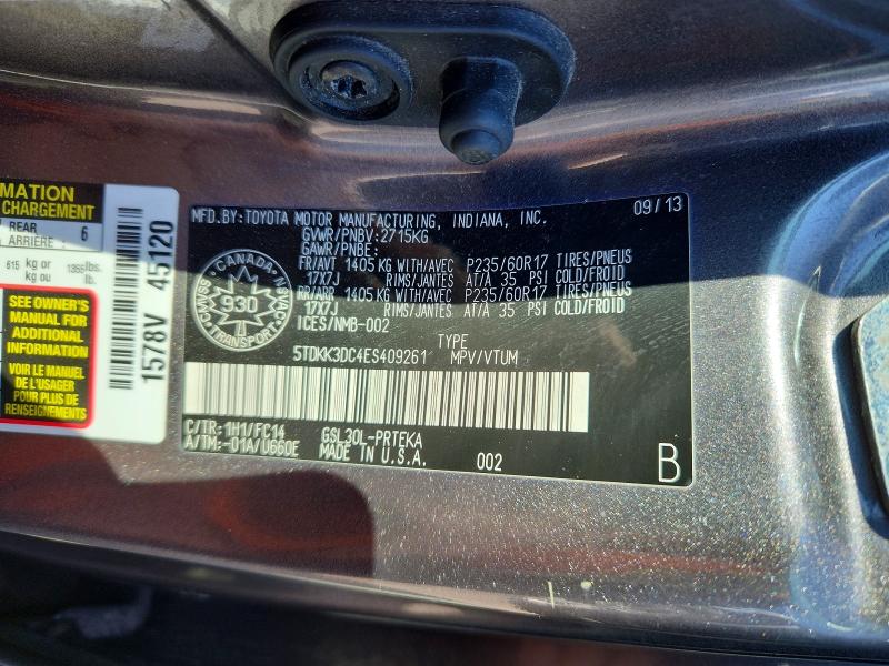 Продажа на аукционе авто 2014 Toyota Sienna, vin: 5TDKK3DC4ES409261, номер лота: 56524336