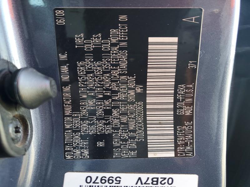 51924116 :رقم المزاد ، 5TDZK23C48S220656 vin ، 2008 Toyota Sienna مزاد بيع