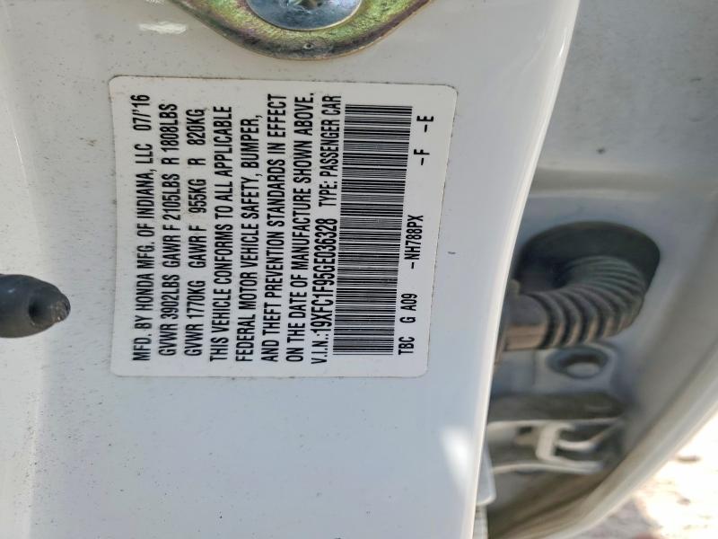 2016 Honda Civic მანქანა იყიდება აუქციონზე, vin: 19XFC1F95GE036328, აუქციონის ნომერი: 57557786