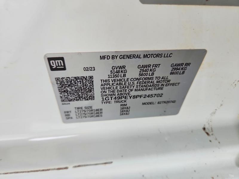 Aukcja sprzedaży 2023 Gmc Sierra, vin: 1GT49PEY8PF245702, numer aukcji: 57554136