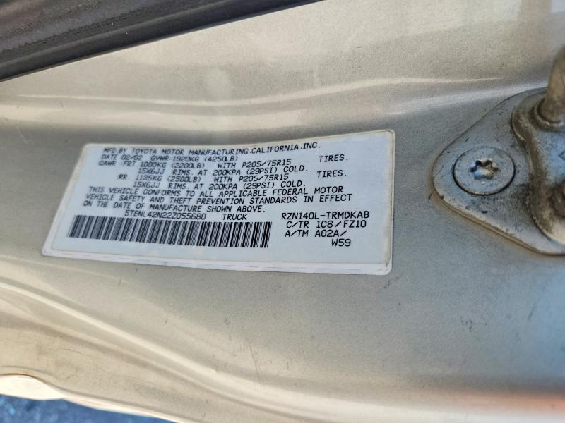 59119636 :رقم المزاد ، 5TENL42N22Z055680 vin ، 2002 Toyota Tacoma مزاد بيع