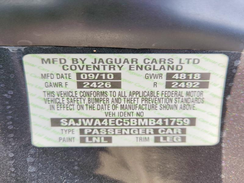 2011 Jaguar Xkr მანქანა იყიდება აუქციონზე, vin: SAJWA4EC5BMB41759, აუქციონის ნომერი: 58589406