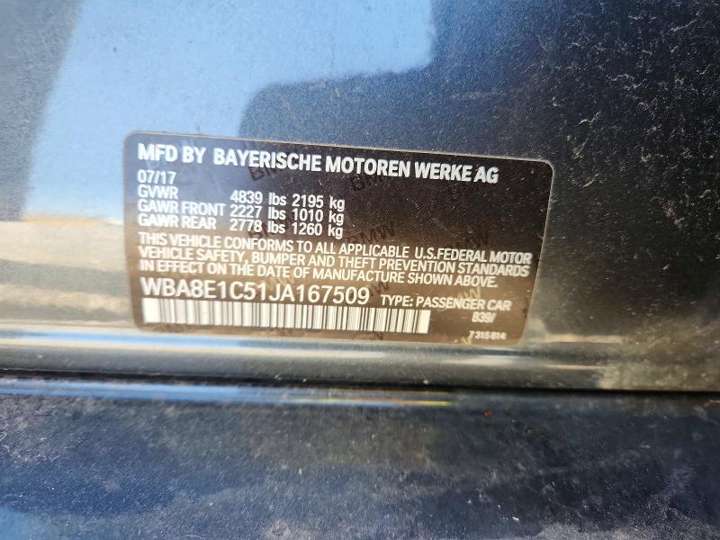 56718256 :رقم المزاد ، WBA8E1C51JA167509 vin ، 2018 Bmw 330e مزاد بيع