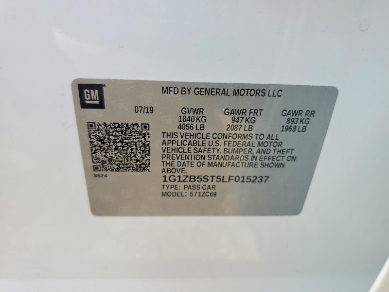 2020 Chevrolet Malibu მანქანა იყიდება აუქციონზე, vin: 1G1ZB5ST5LF015237, აუქციონის ნომერი: 55493726