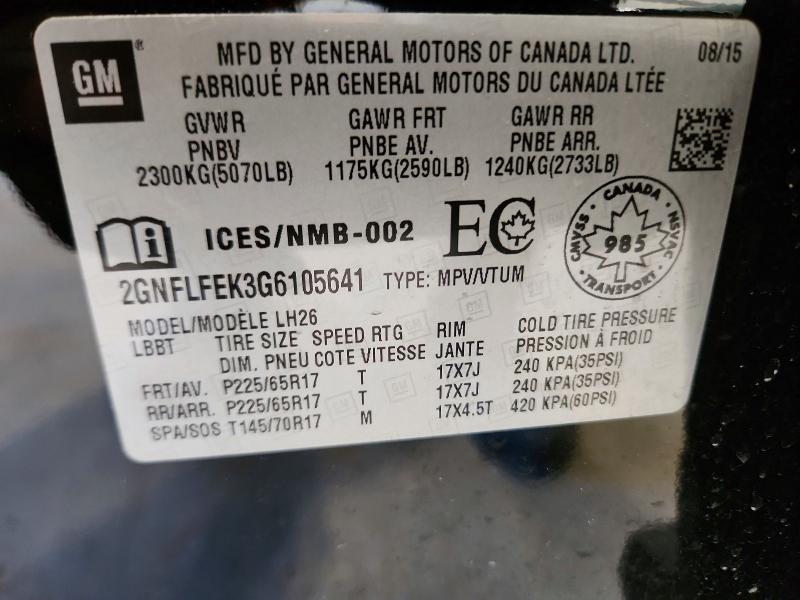 2016 Chevrolet Equinox მანქანა იყიდება აუქციონზე, vin: 2GNFLFEK3G6105641, აუქციონის ნომერი: 56737066