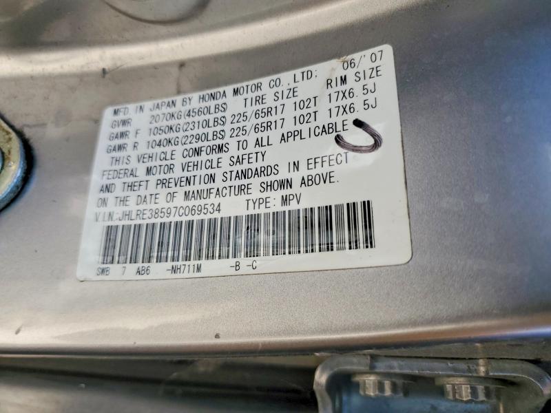 Продаж на аукціоні авто 2007 Honda Cr-v, vin: JHLRE38597C069534, номер лоту: 55764606
