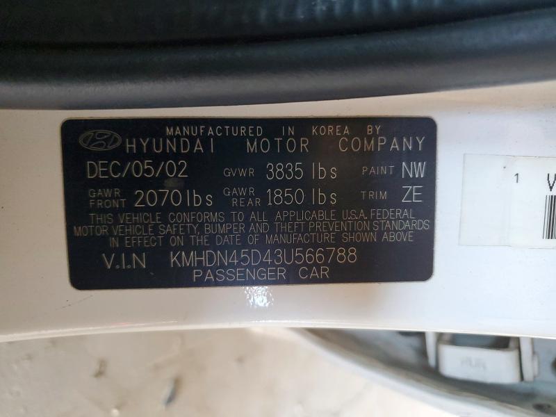 Продаж на аукціоні авто 2003 Hyundai Elantra, vin: KMHDN45D43U566788, номер лоту: 57237166