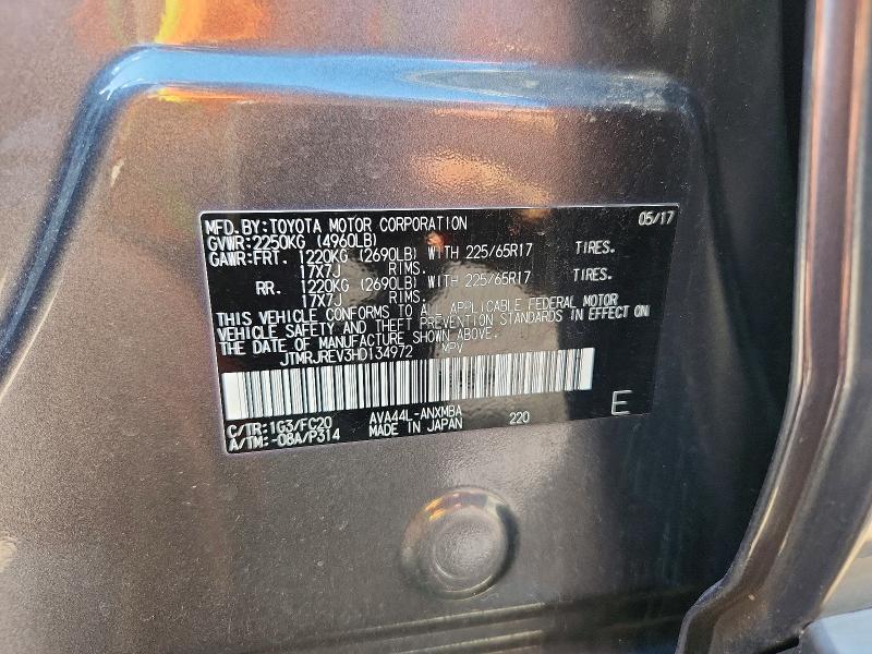 Aukcja sprzedaży 2017 Toyota Rav4 Hybrid, vin: JTMRJREV3HD134972, numer aukcji: 58295636