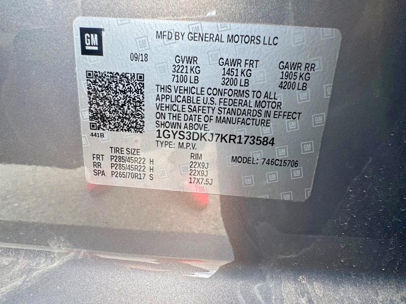 Aukcja sprzedaży 2019 Cadillac Escalade, vin: 1GYS3DKJ7KR173584, numer aukcji: 59344396