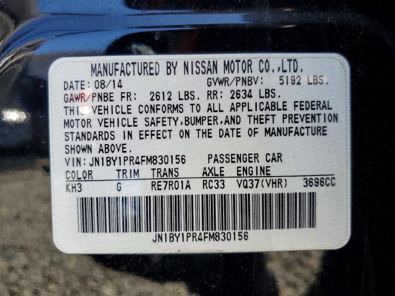 54642556 :رقم المزاد ، JN1BY1PR4FM830156 vin ، 2015 Infiniti Q70l مزاد بيع