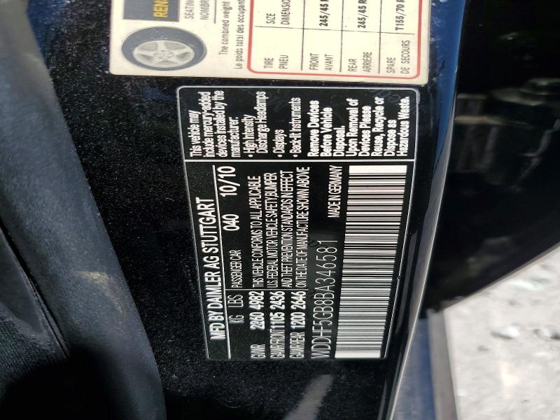 56039346 :رقم المزاد ، WDDHF5GB8BA346581 vin ، 2011 Mercedes-benz E مزاد بيع