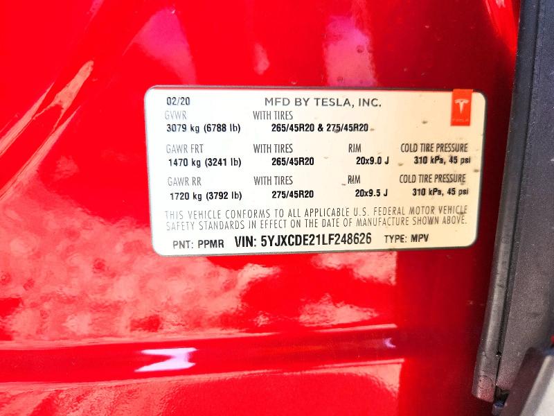 Aukcja sprzedaży 2020 Tesla Model X, vin: 5YJXCDE21LF248626, numer aukcji: 57519876