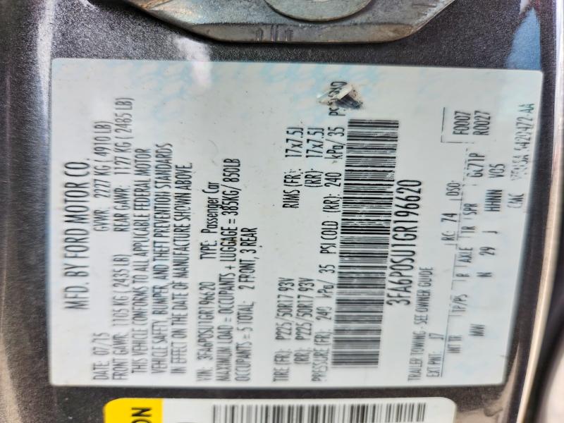 2016 Ford Fusion მანქანა იყიდება აუქციონზე, vin: 3FA6P0SU1GR196620, აუქციონის ნომერი: 55632526