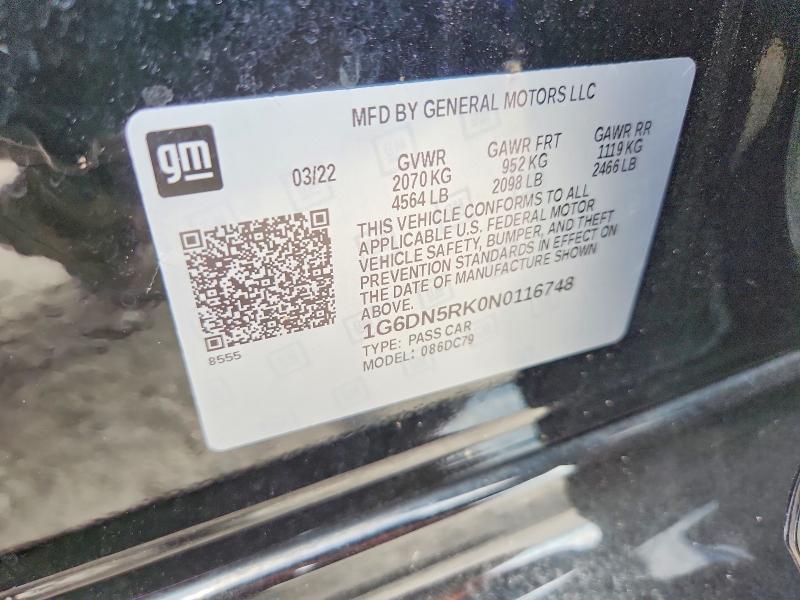 58399086 :رقم المزاد ، 1G6DN5RK0N0116748 vin ، 2022 Cadillac Ct5 مزاد بيع