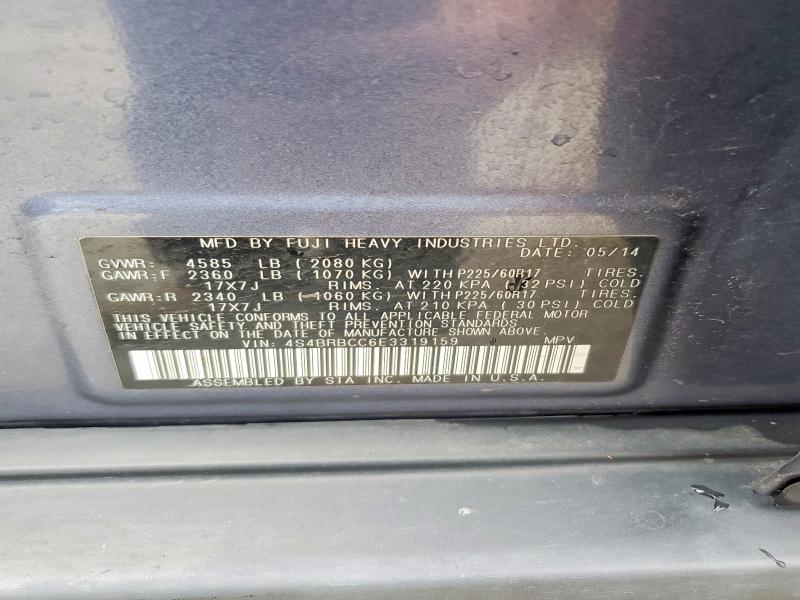 Продаж на аукціоні авто 2014 Subaru Outback, vin: 4S4BRBCC6E3319159, номер лоту: 57838936