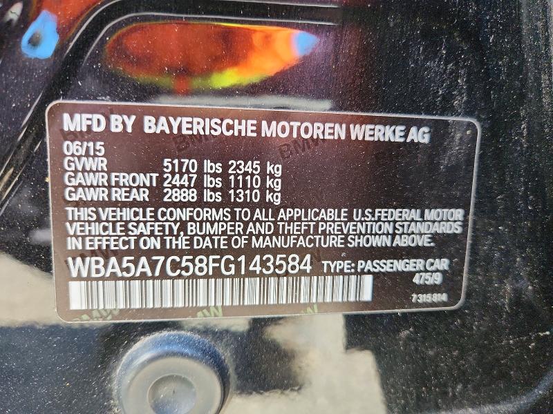 55593536 :رقم المزاد ، WBA5A7C58FG143584 vin ، 2015 Bmw 528 مزاد بيع